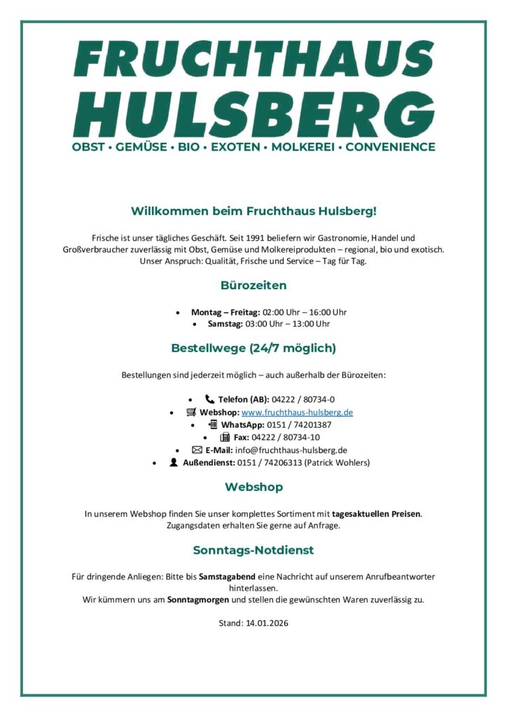 Titelseite des Fruchthaus-Hulsberg-Katalogs 2026