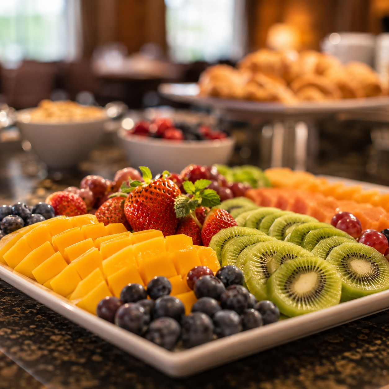Frischer Obstsalat für das Frühstücksbuffet