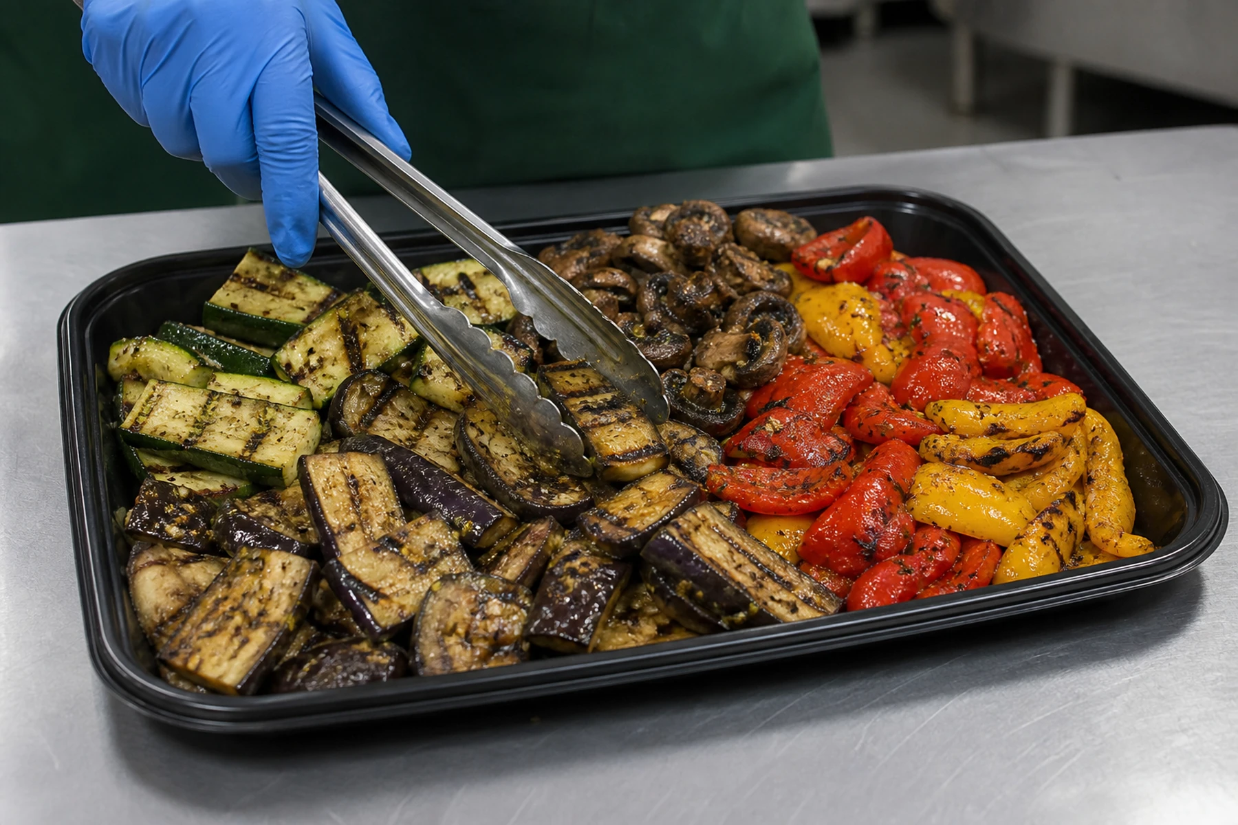 Gegrillter Antipasti-Mix aus Zucchini, Aubergine, Champignons und Paprika